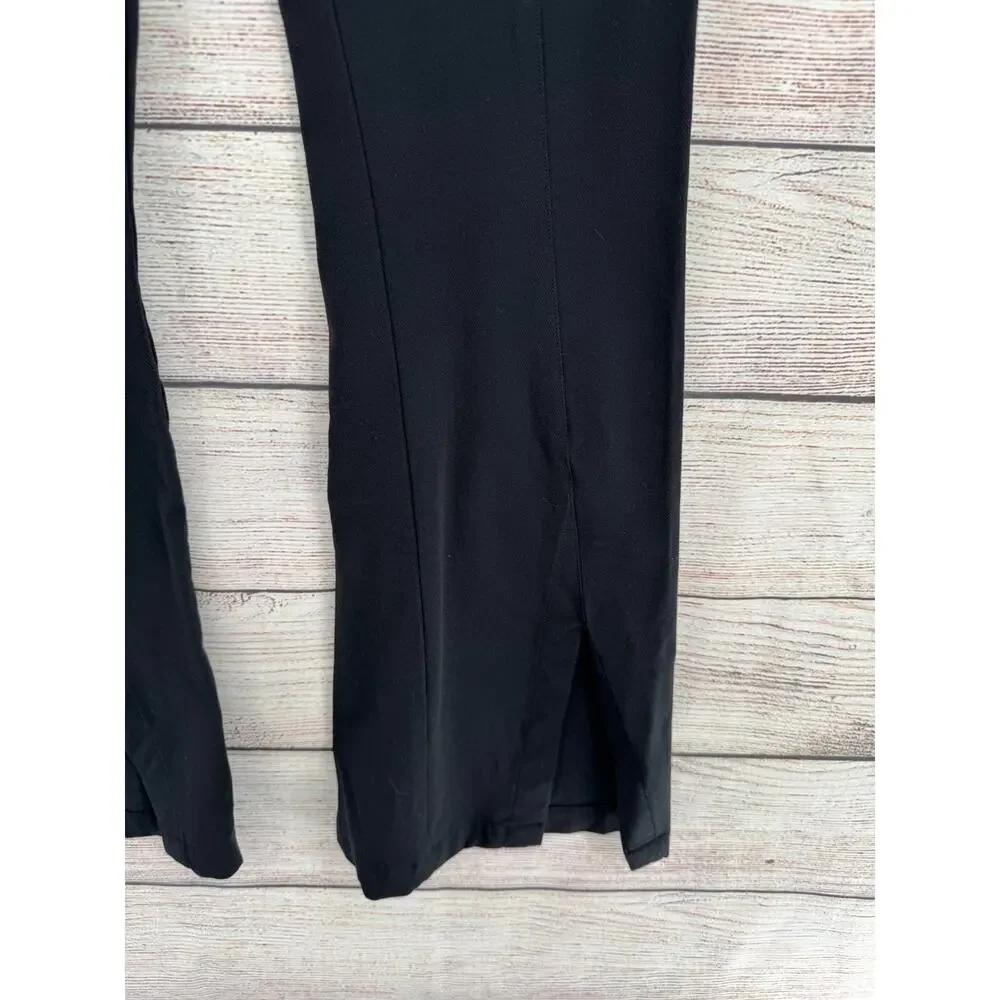 Free People Split‎ Hem Flare Pants Womens Small Black Ponte Knit Back Zip